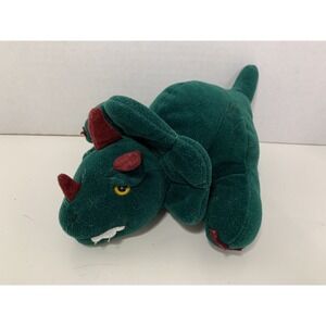 Plush Creations Inc green triceratops plush dinosaur hand puppet 1995 vintage‎